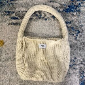 Cream Knit Clutch with Wristlet